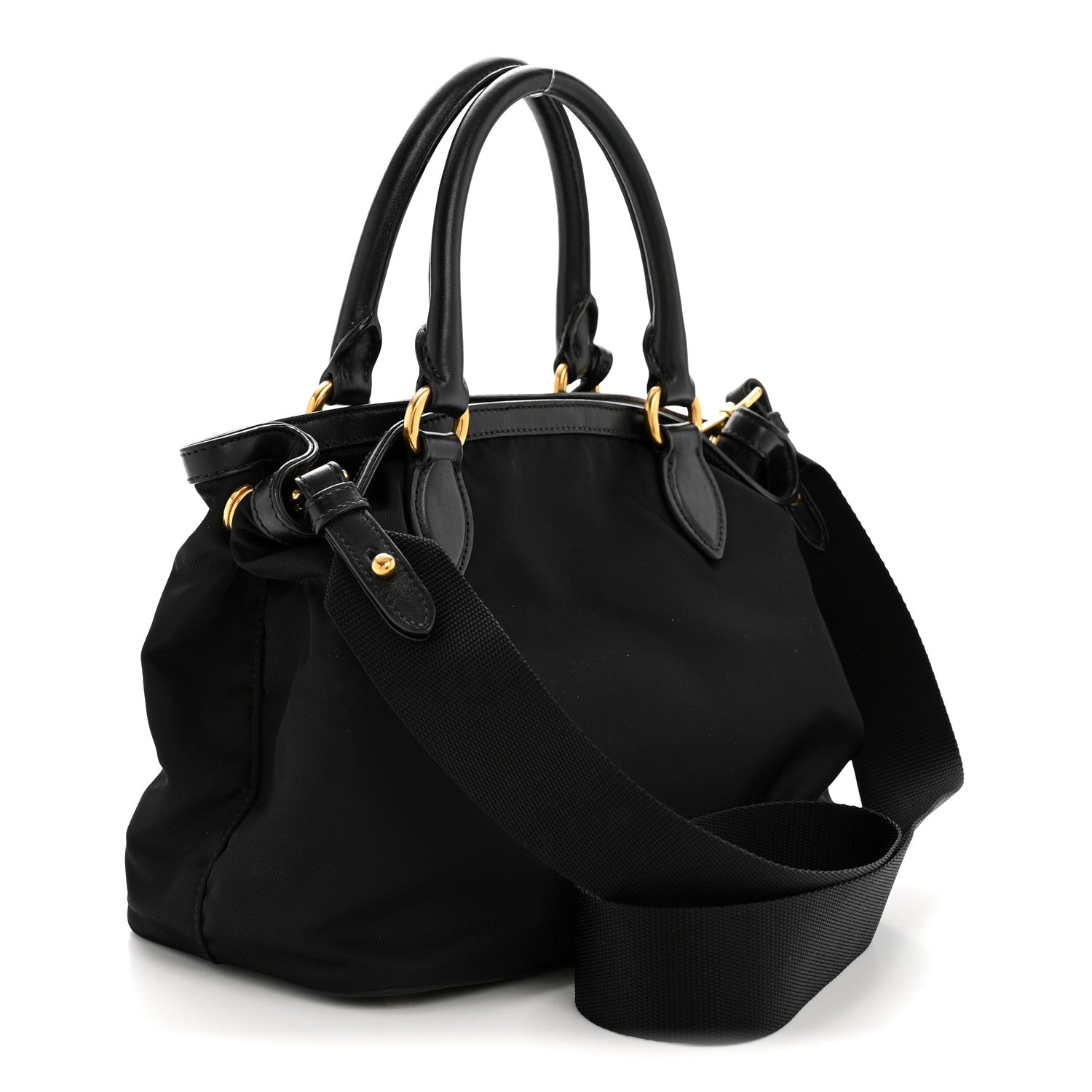 Prada Tessuto Nylon Soft Calf Tote Black 3 of 16