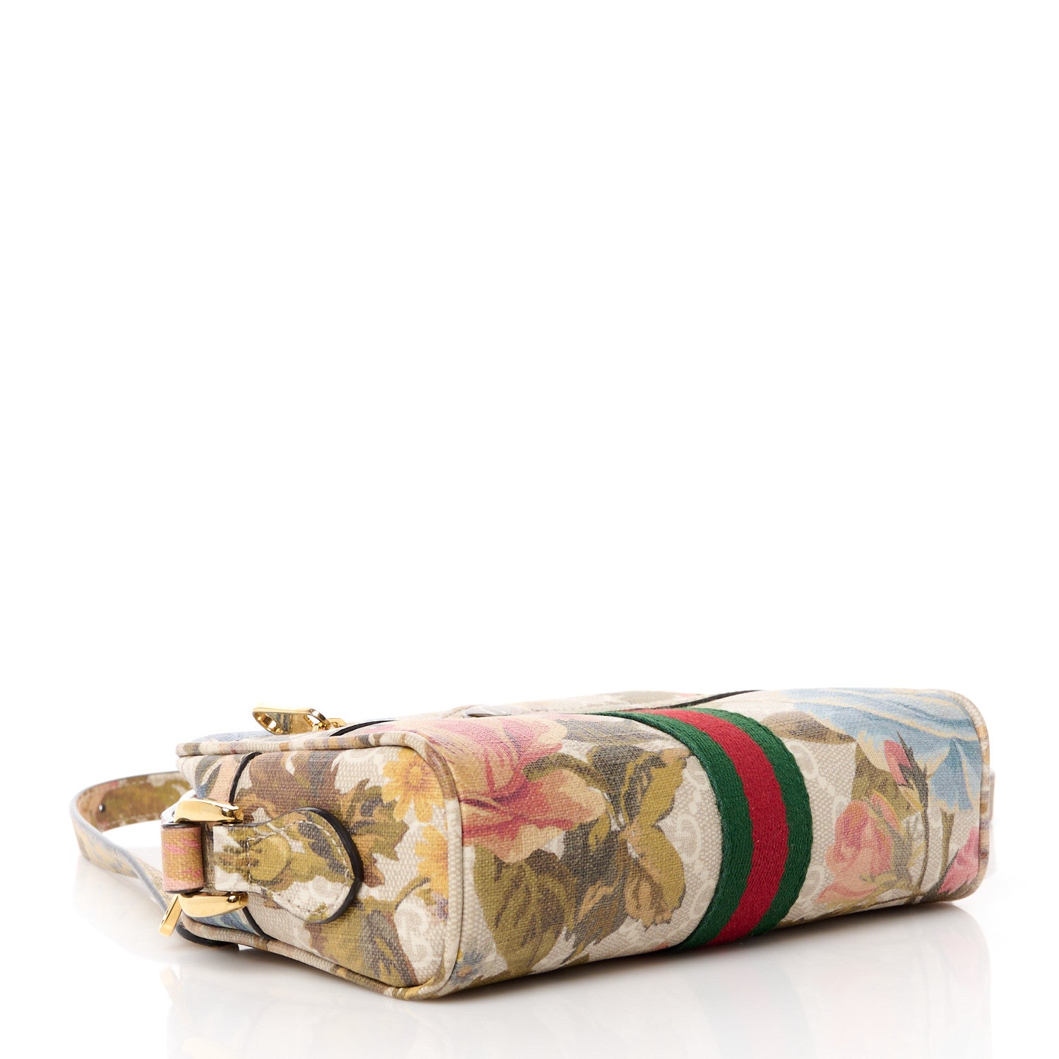 Gucci GG Supreme Monogram Water Flora Web Mini Ophidia Shoulder Bag Beige White Multicolor 4 of 11