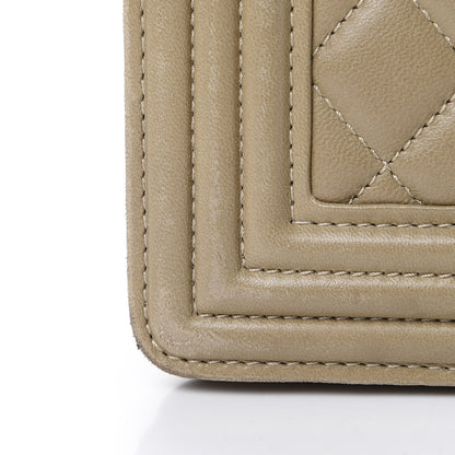 Chanel Lambskin Quilted Medium Boy Flap Khaki 16 of 17