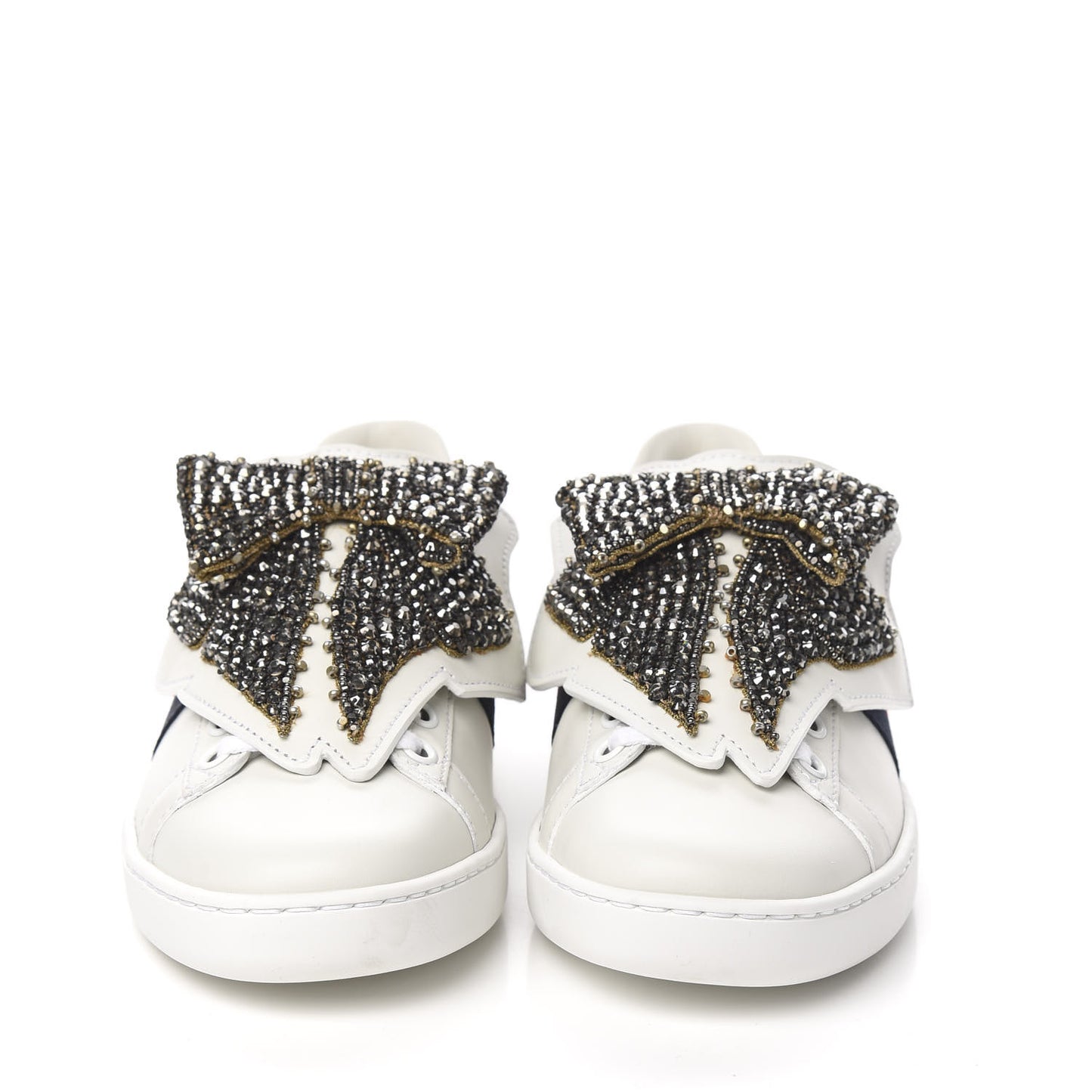 Calfskin Ayers Web Womens Ace Bow Lace Sneakers 34.5 White