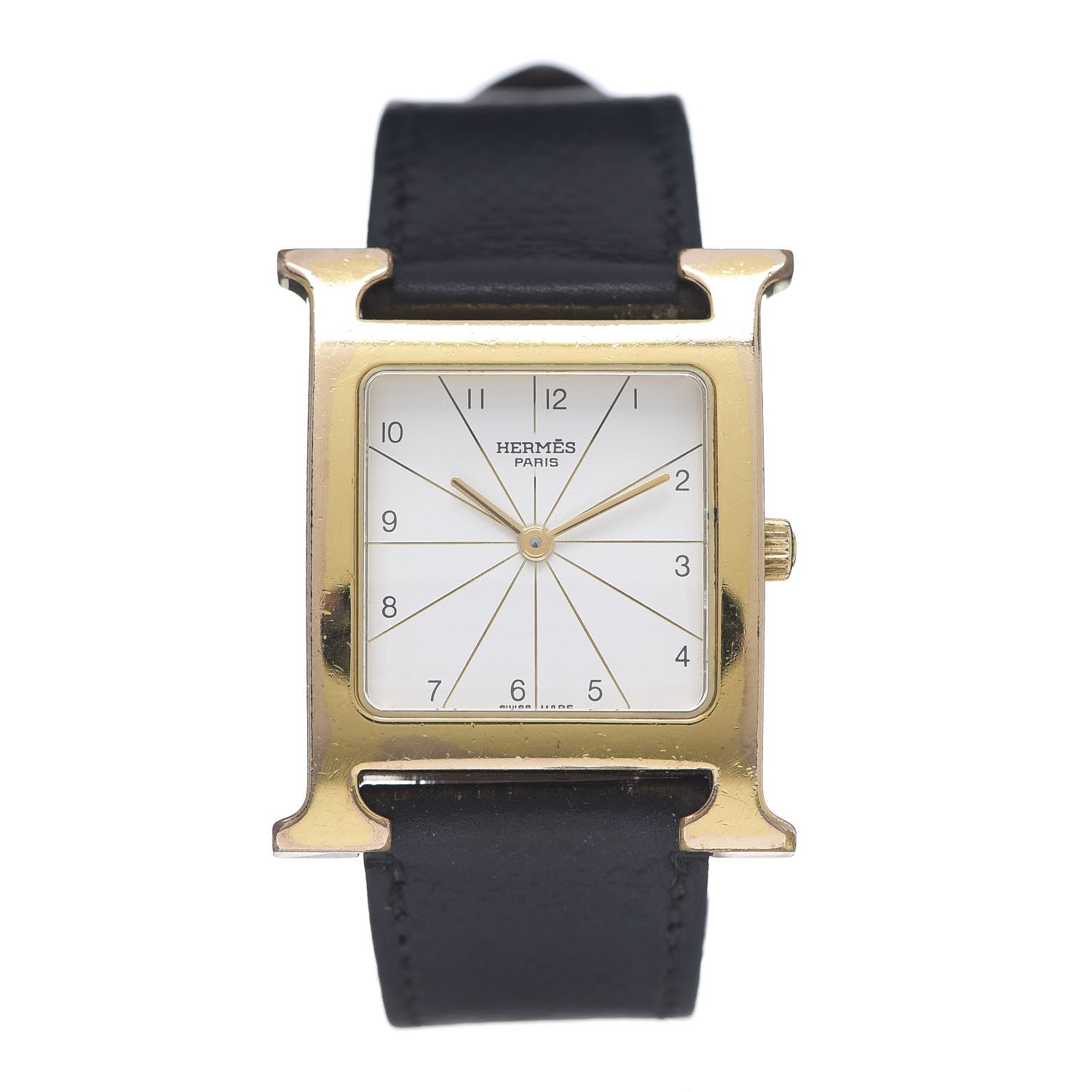 Hermes Stainless Steel Epsom 26mm Heure H Hour Quartz Watch Noir 1 of 6
