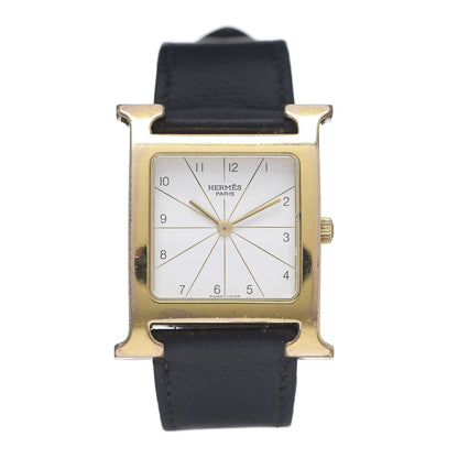 Hermes Stainless Steel Epsom 26mm Heure H Hour Quartz Watch Noir 1 of 6