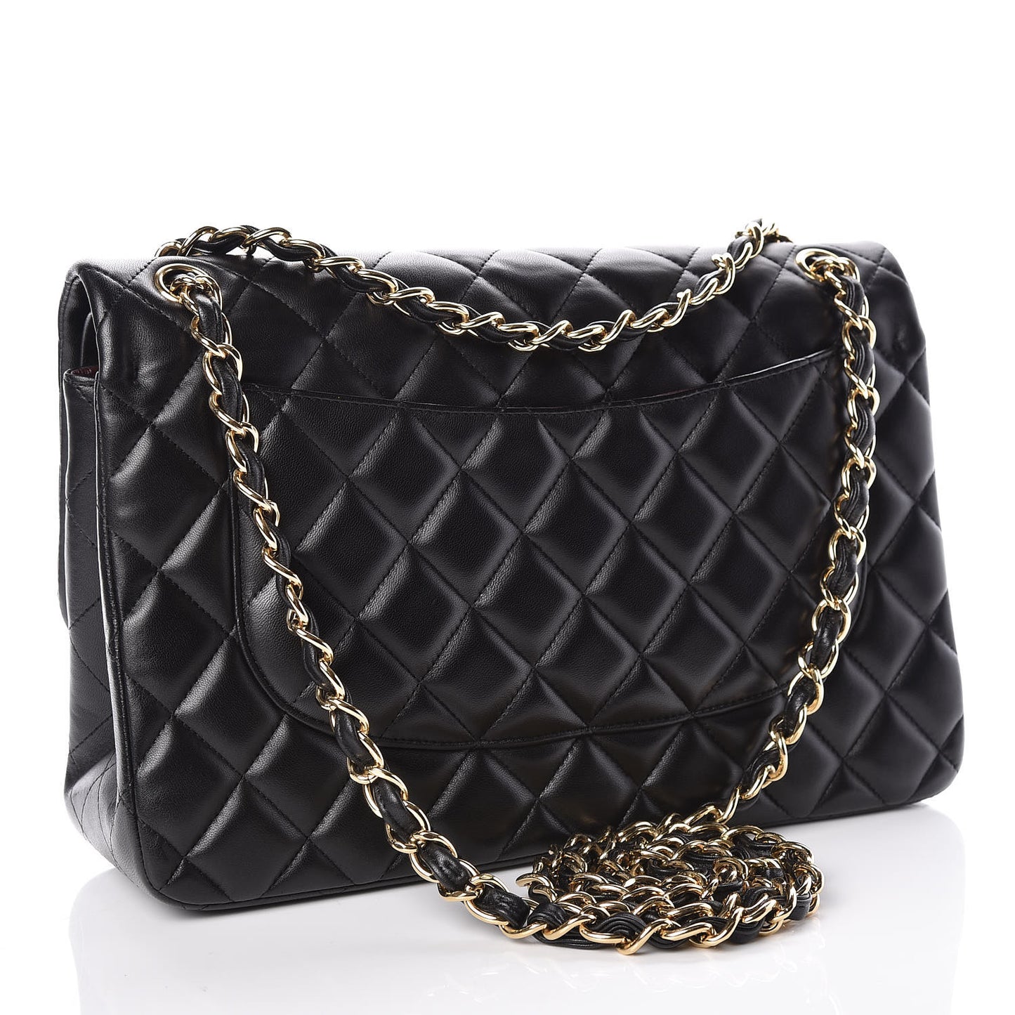 Lambskin Quilted Jumbo Double Flap Black