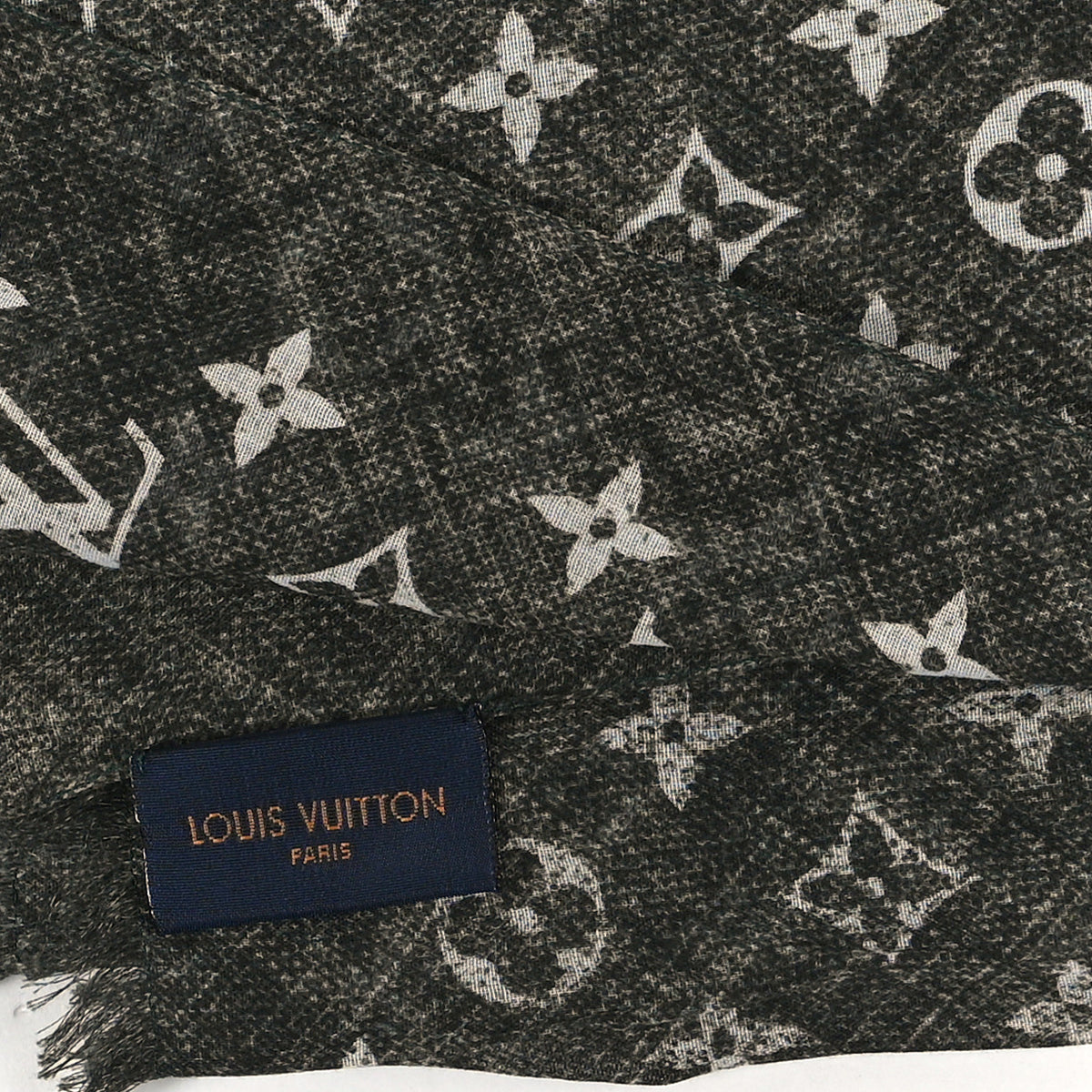 Louis Vuitton Cotton Monogram Denim Stole Kaki 3 of 3