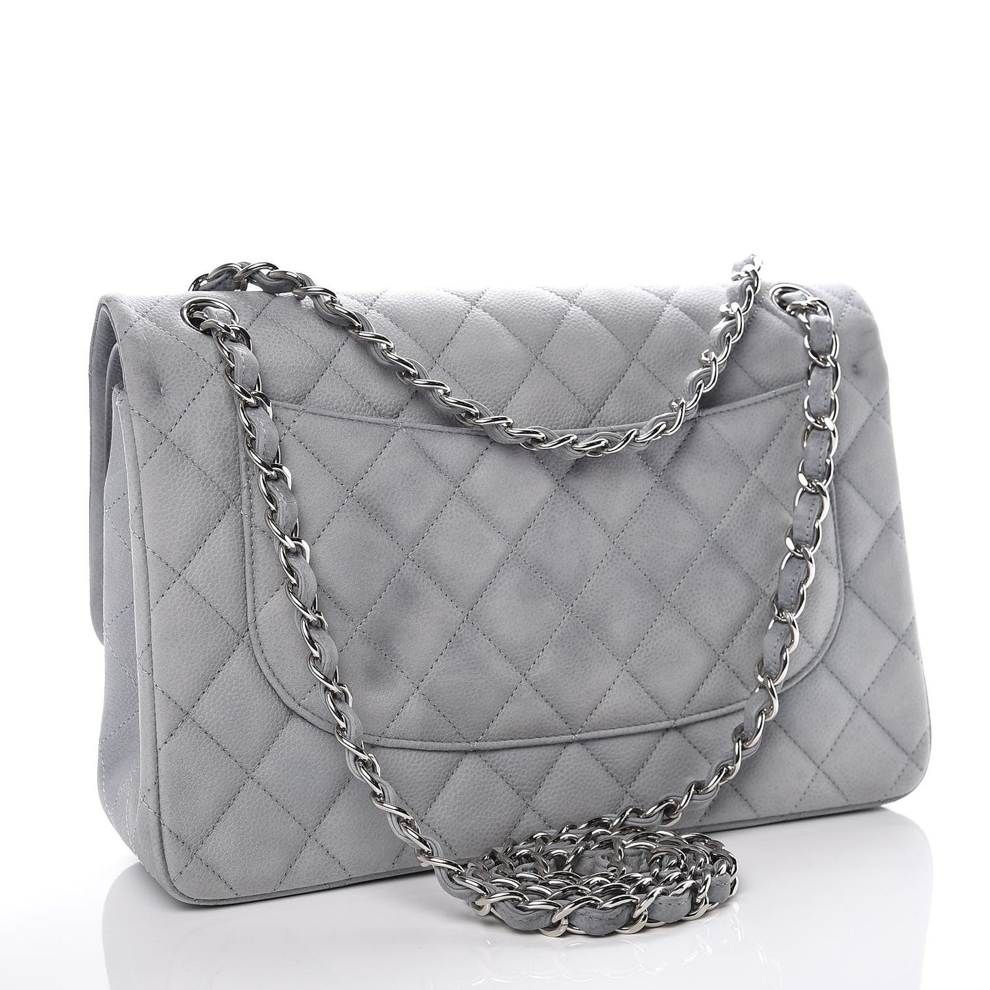 Iridescent Caviar Jumbo Double Flap Light Blue