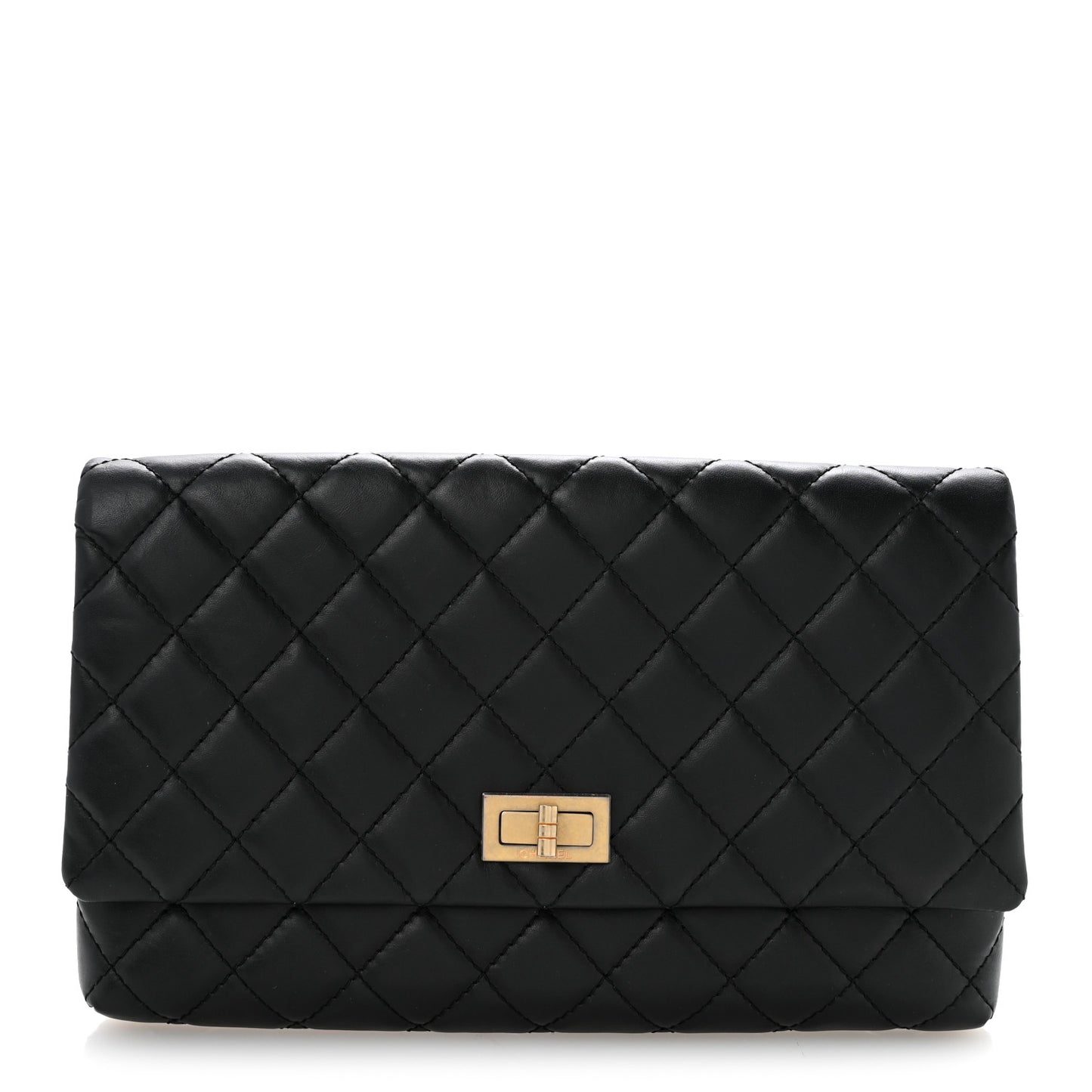 Aged Calfskin Quilted Reissue 2.55 Clutch Black