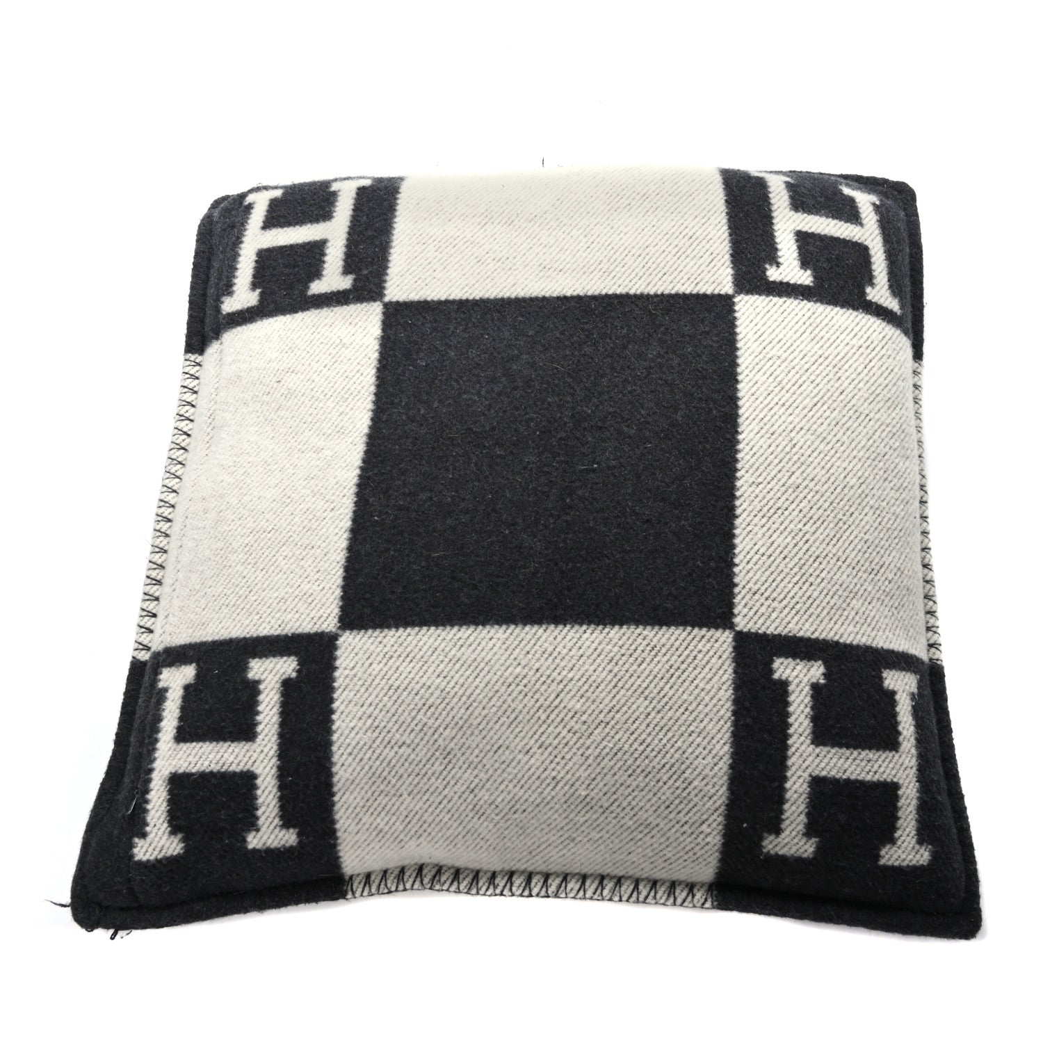 Hermes Wool Cashmere Avalon Pillow PM Ecru Gris Fonce 2 of 4