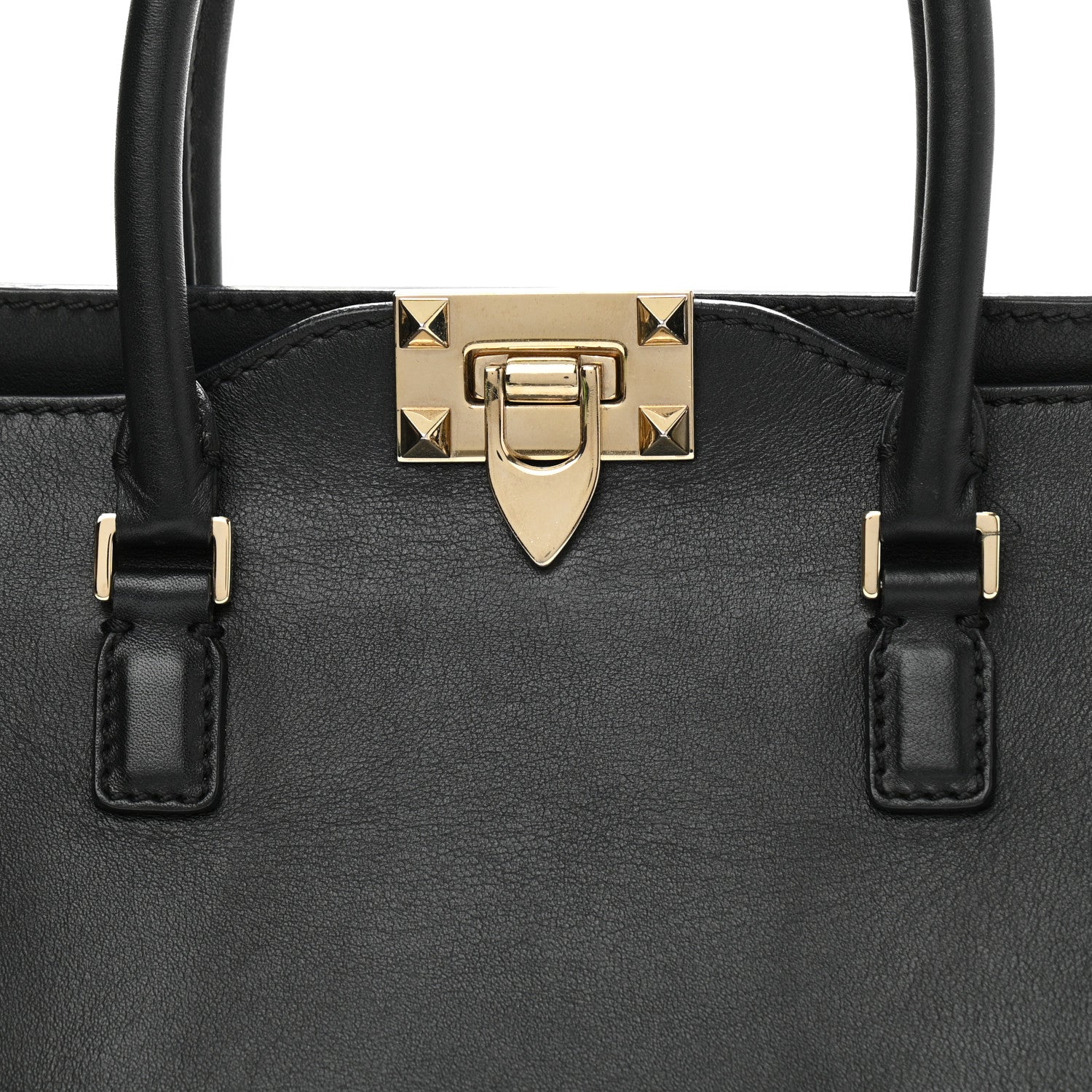 Valentino Garavani Vitello Small Rockstud Double Handle Tote Black 7 of 14