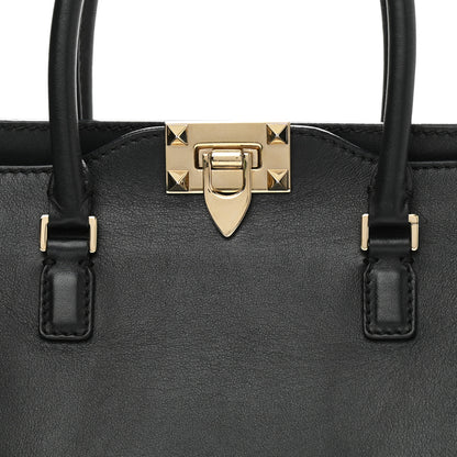 Valentino Garavani Vitello Small Rockstud Double Handle Tote Black 7 of 14