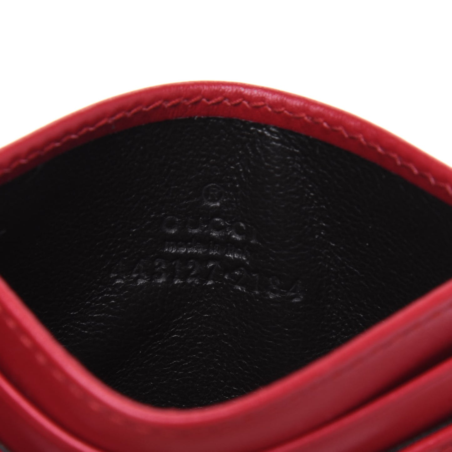 Calfskin Matelasse GG Marmont Card Holder Hibiscus Red