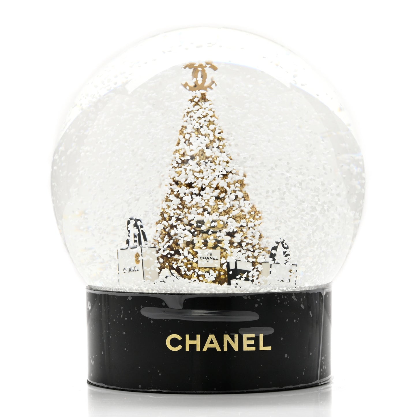 Glass Christmas Tree Shopping Bag Snow Globe