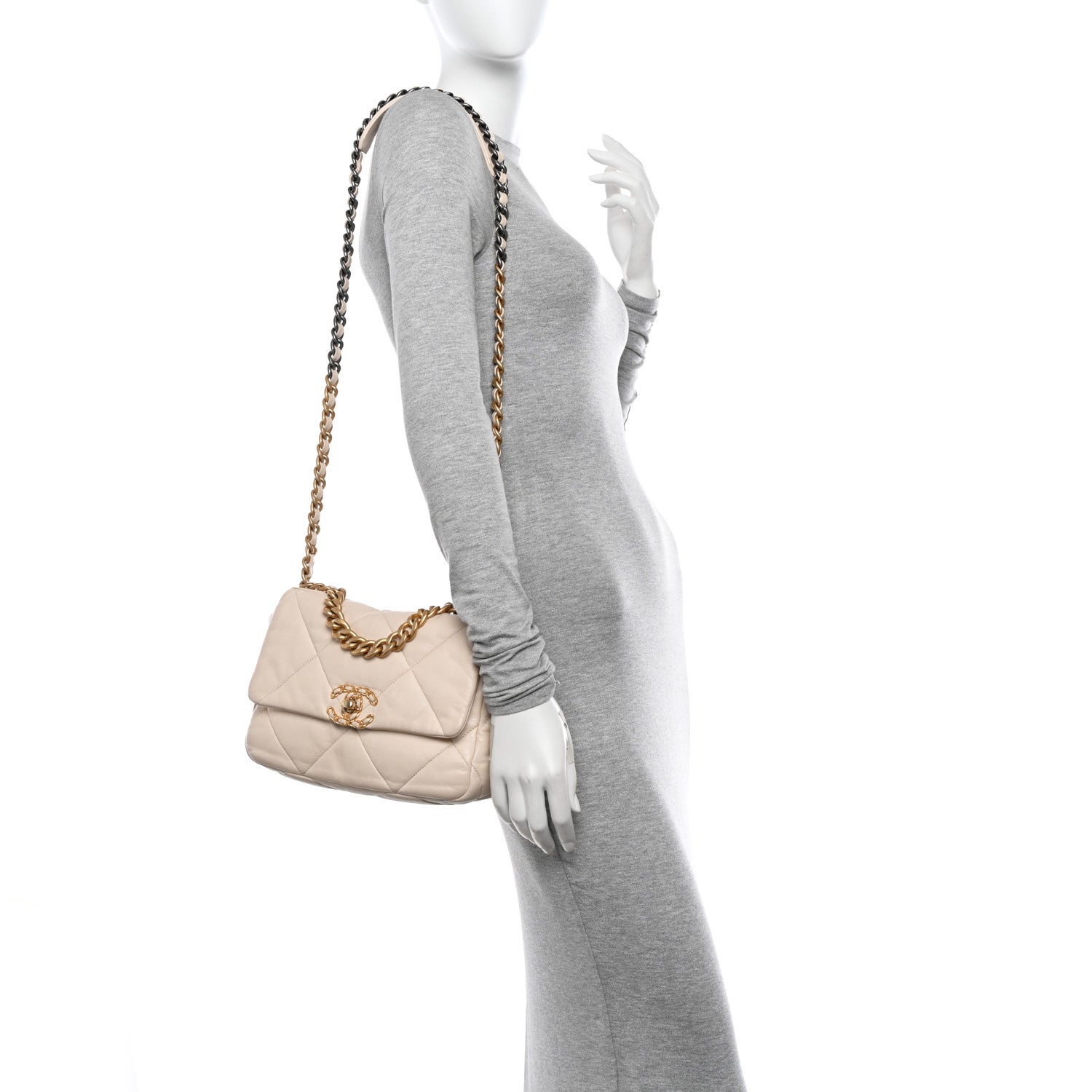 Chanel Lambskin Quilted Medium Chanel 19 Flap Beige 3 of 11
