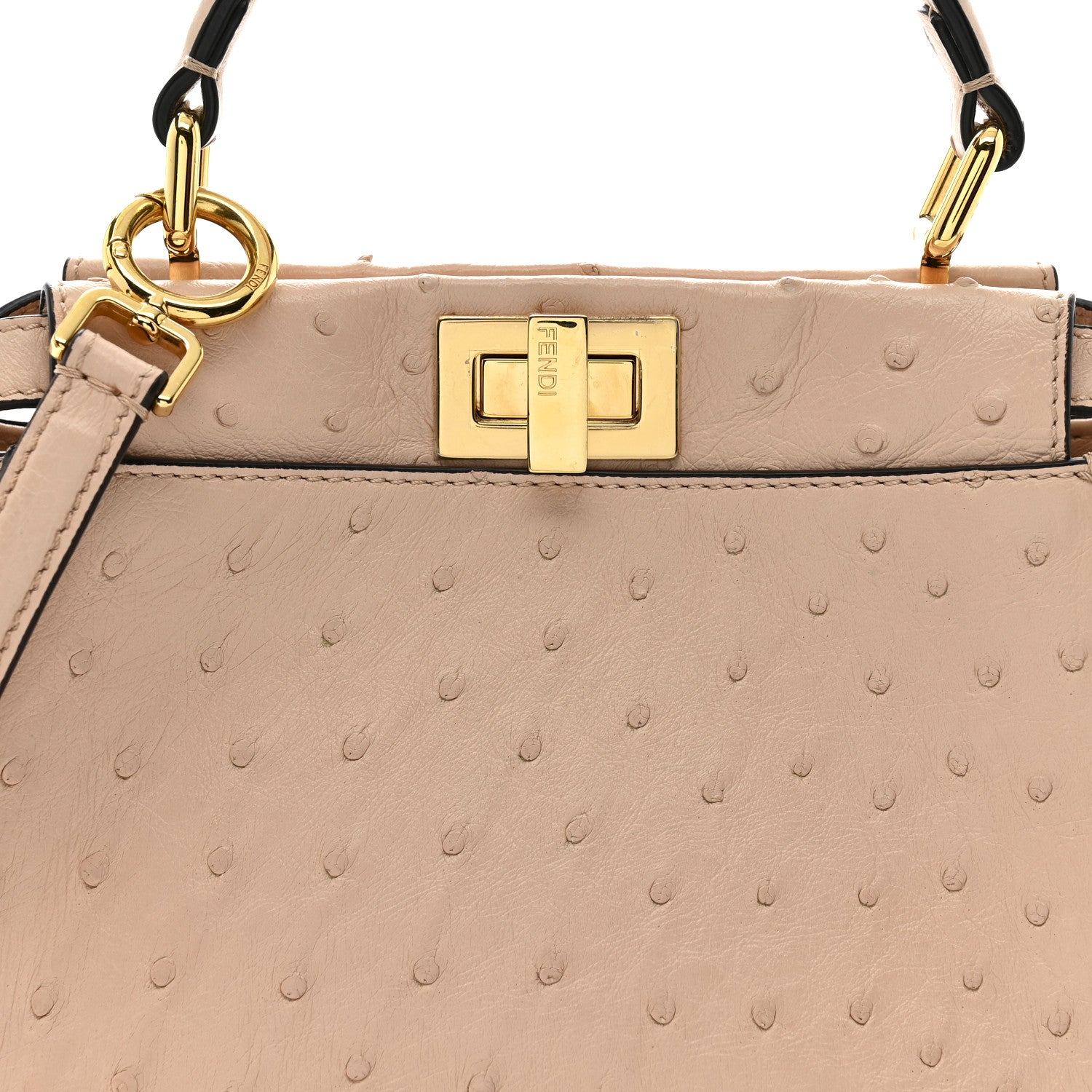 Fendi Ostrich Shiny Nappa Mini Peekaboo Iconic Satchel Poudre 7 of 19