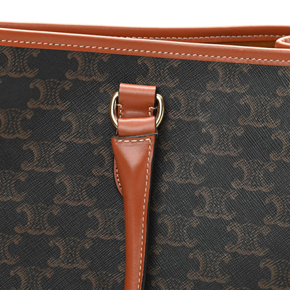 Celine Triomphe Canvas Calfskin Horizontal Cabas Tan 12 of 12