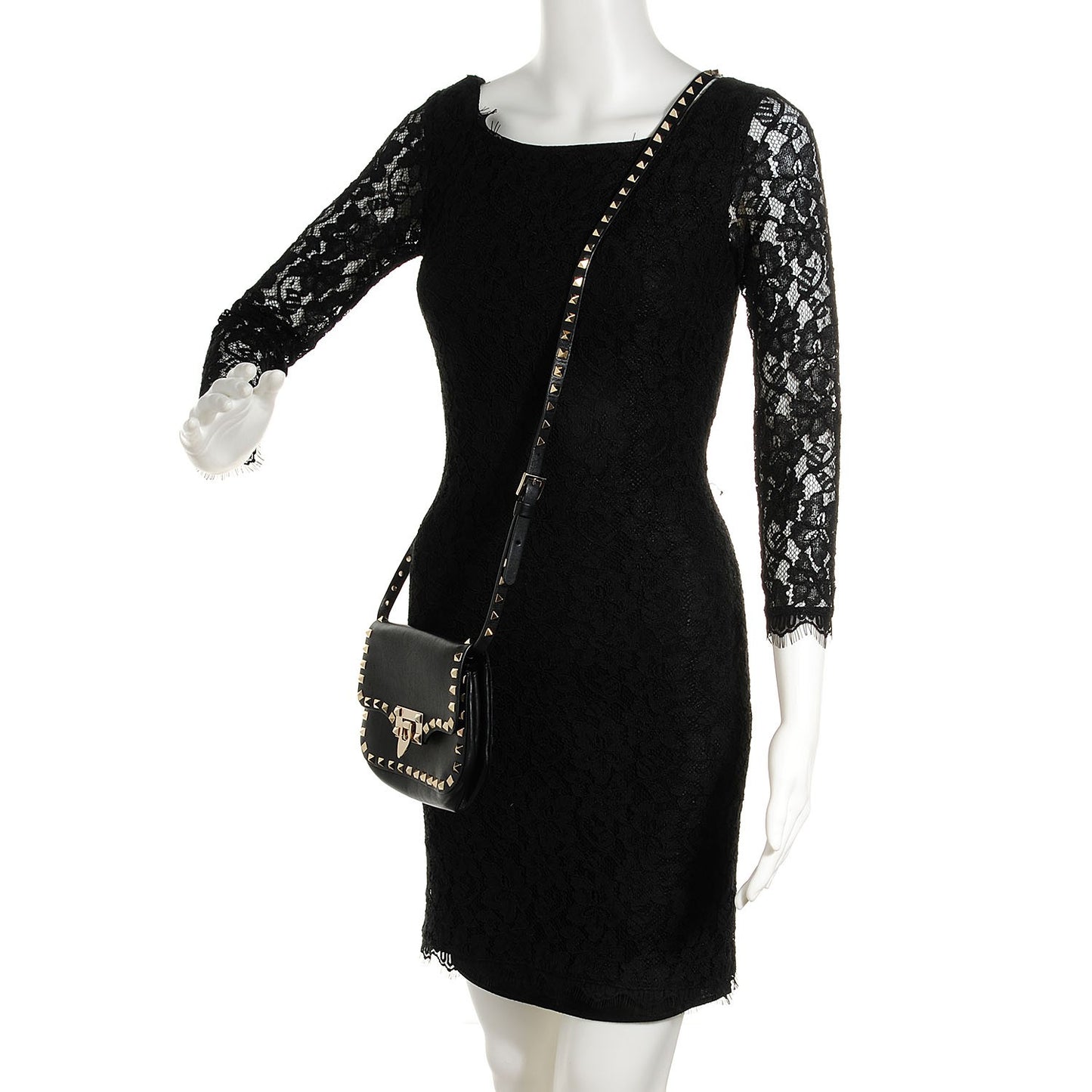 Vitello Mini Rockstud Flap Saddle Crossbody Bag Black