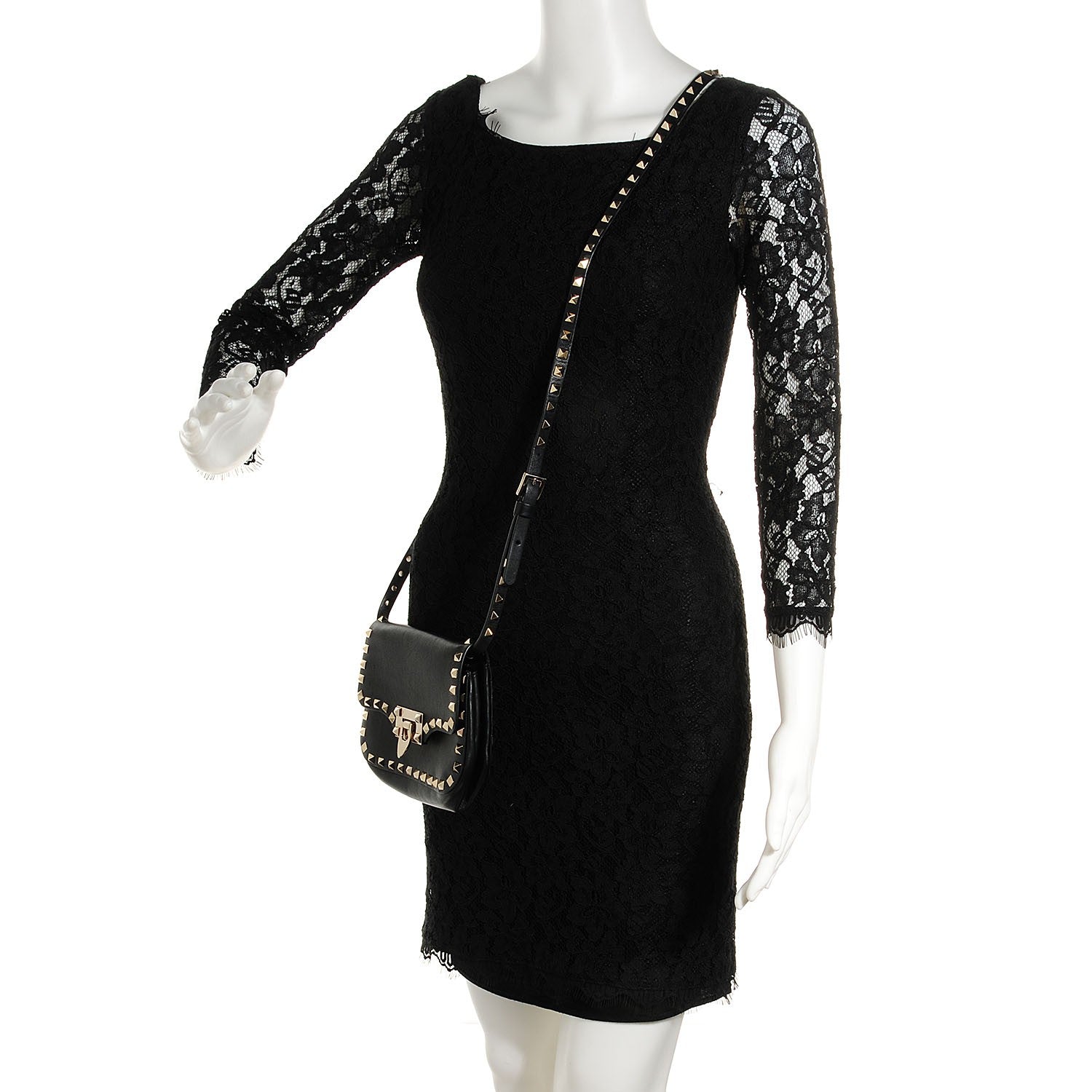 Valentino Garavani Vitello Mini Rockstud Flap Saddle Crossbody Bag Black 2 of 7