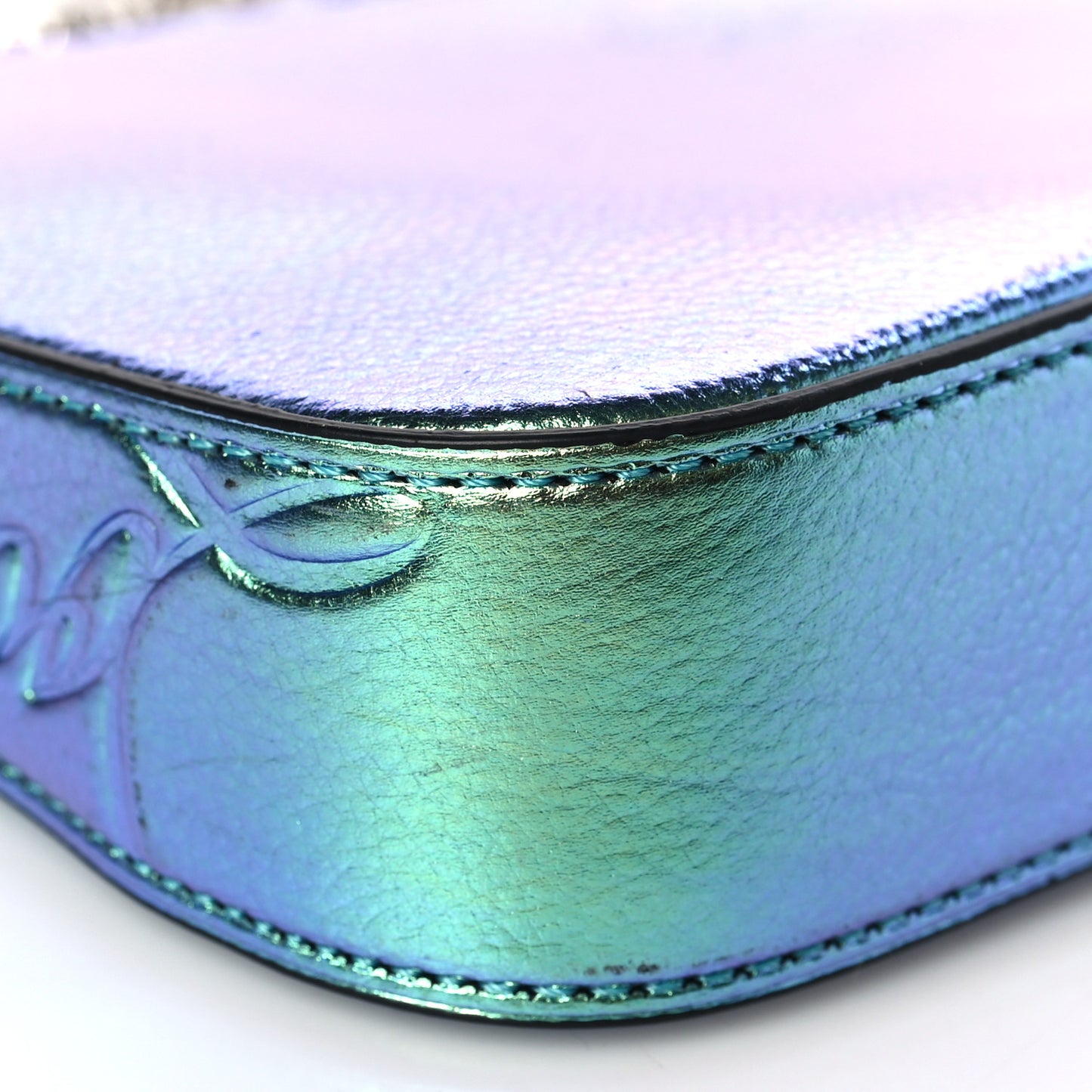Iridescent Calfskin Loubila Chain Clutch Multicolor