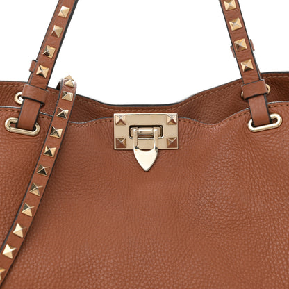 Valentino Garavani Pebbled Calfskin Medium Rockstud Tote Light Cuir 7 of 13
