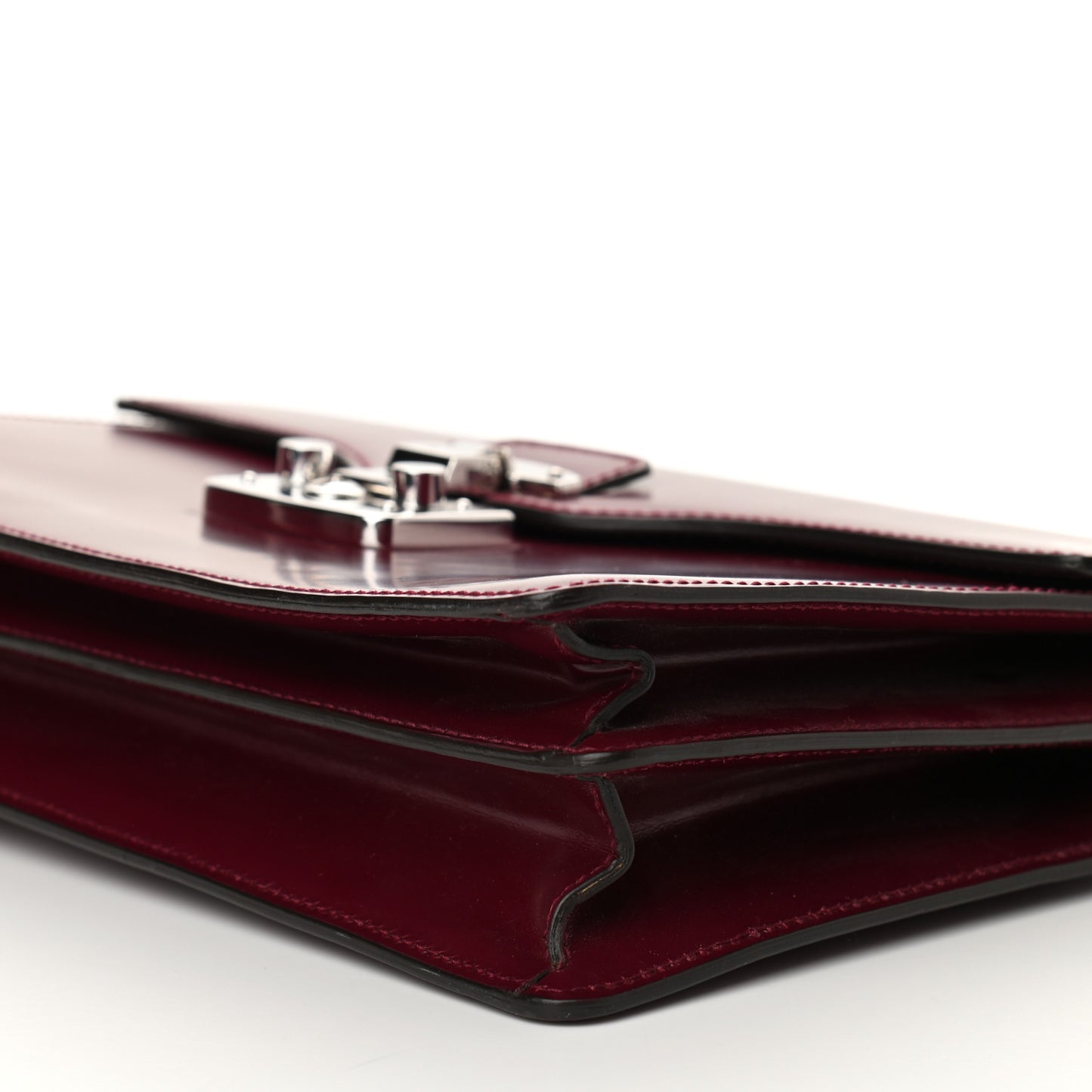 Regent Calfskin Small Lady Lock Briefcase Clutch Purple Wine