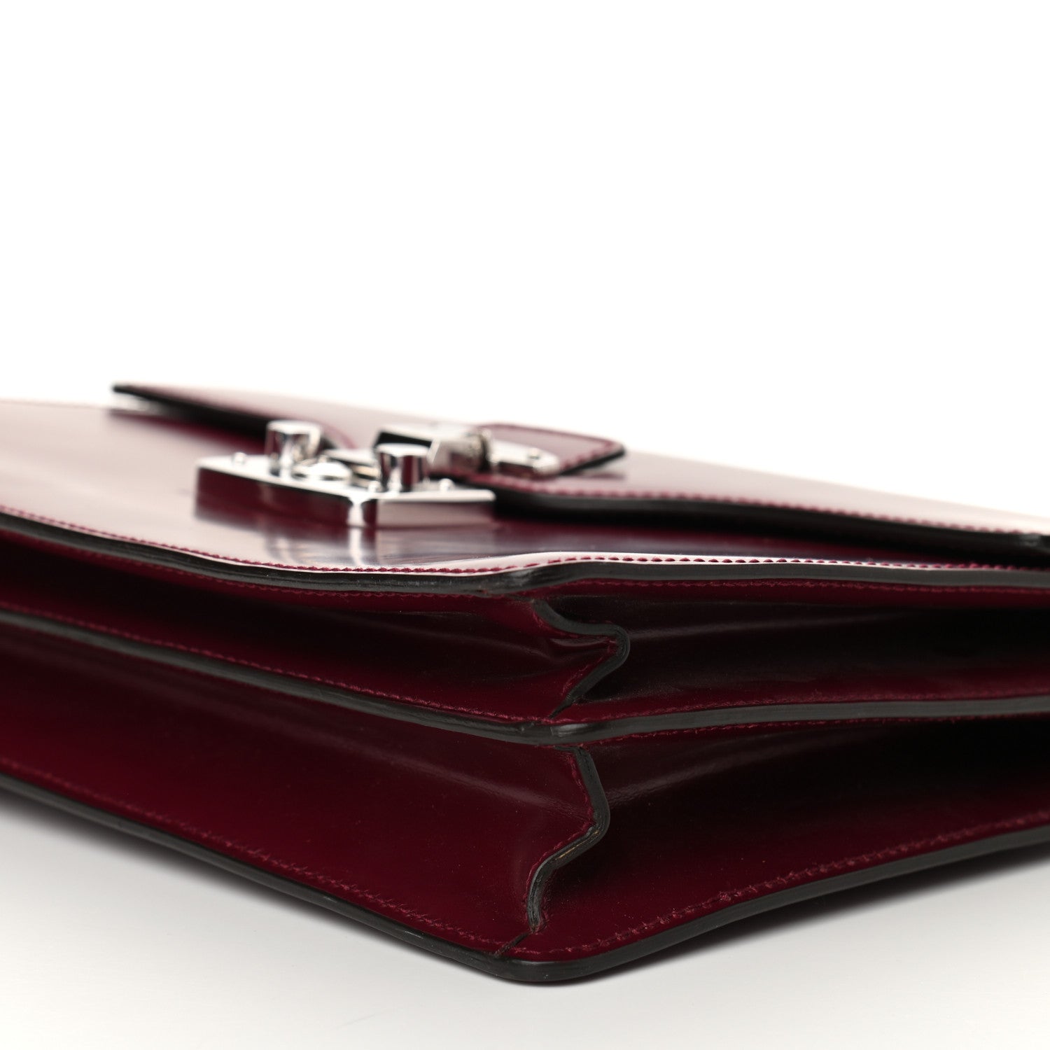 Gucci Regent Calfskin Small Lady Lock Briefcase Clutch Purple Wine 10 of 12