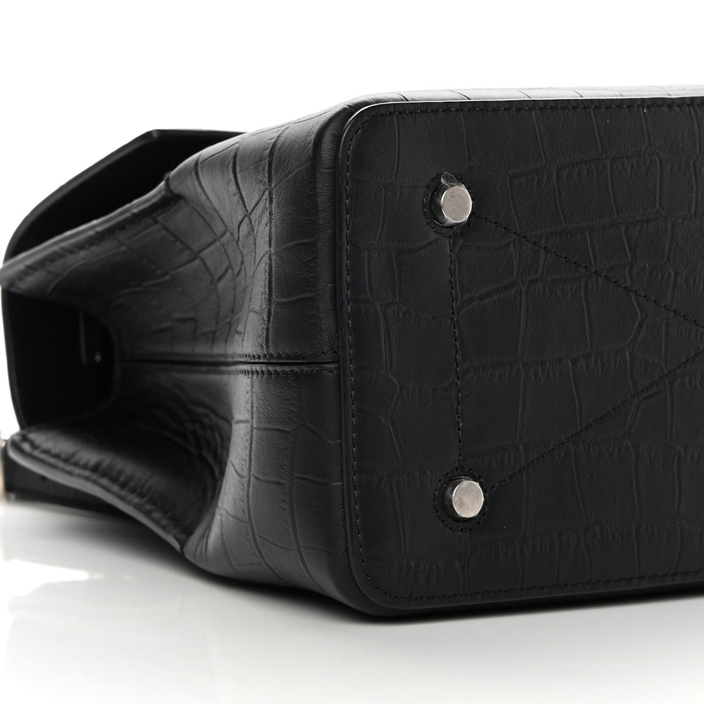 Matte Croc Calfskin Embossed Small Seaton Black