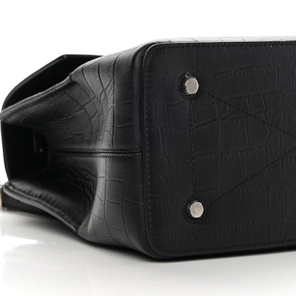 Mulberry Matte Croc Calfskin Embossed Small Seaton Black 9 of 11