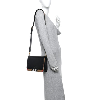 Burberry Derby Calfskin House Check Mackford Crossbody Bag Black 2 of 10