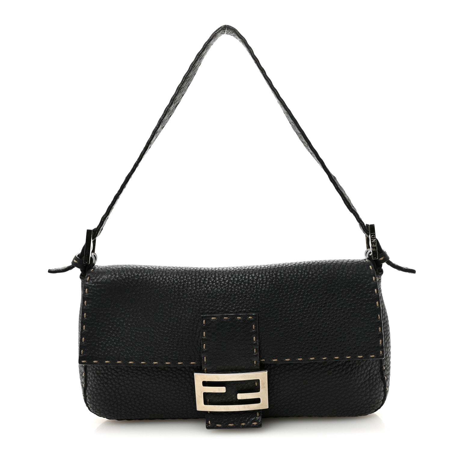 Fendi Calfskin Romano Selleria Baguette Black 1 of 12