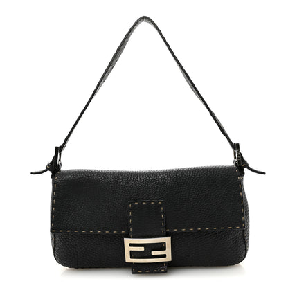 Fendi Calfskin Romano Selleria Baguette Black 1 of 12
