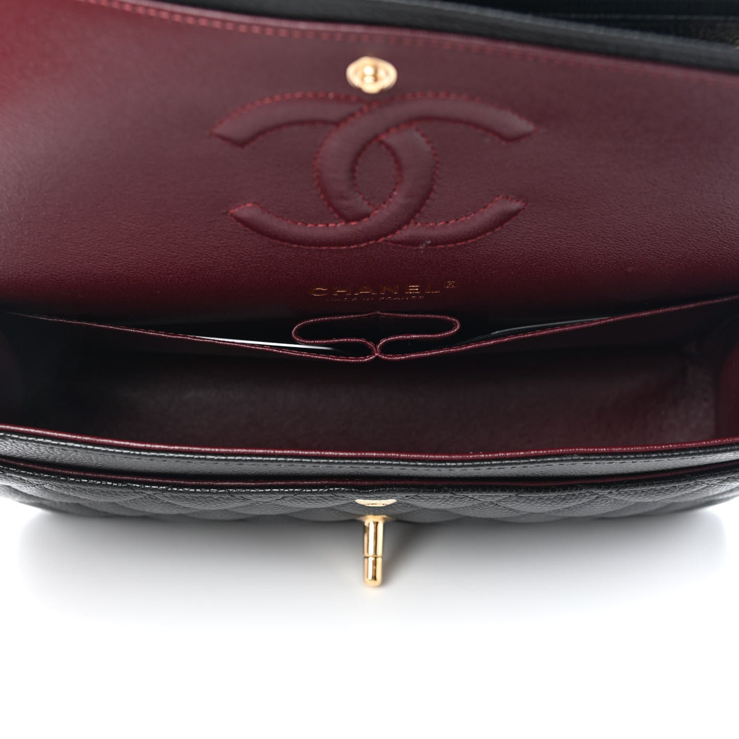 Caviar Quilted Medium Double Flap Black