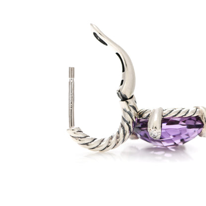 David Yurman Sterling Silver Diamond Amethyst Chatelaine Drop Earrings 4 of 5