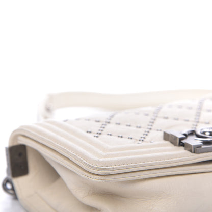 Chanel Crumpled Lambskin Small Studded Boy Flap Ecru 8 of 12