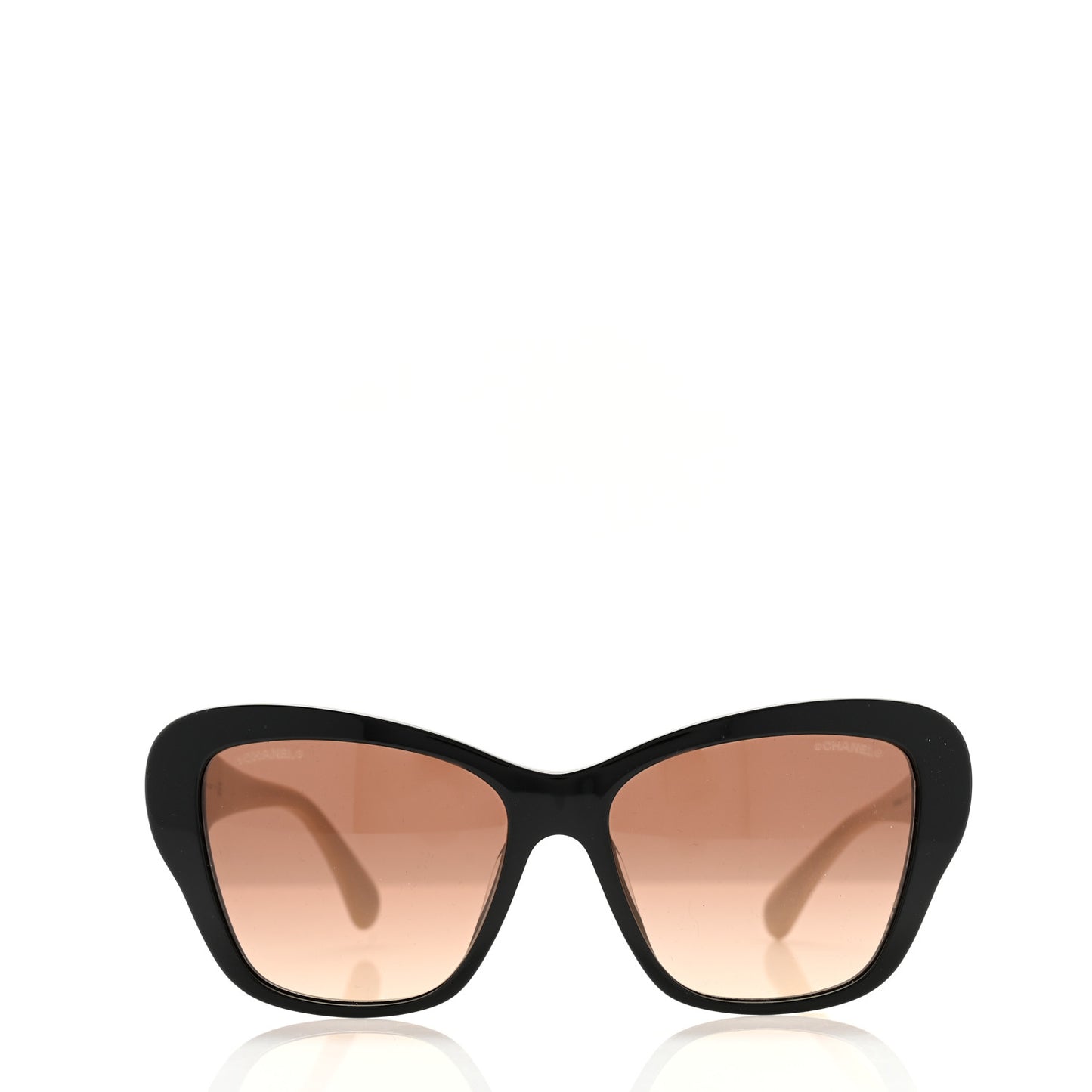 Acetate Lambskin Crystal Baguette Chain CC Sunglasses 5457-Q-A Black Beige