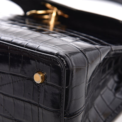Mulberry Calfskin Crocodile Embossed Mini Seaton Black 17 of 20