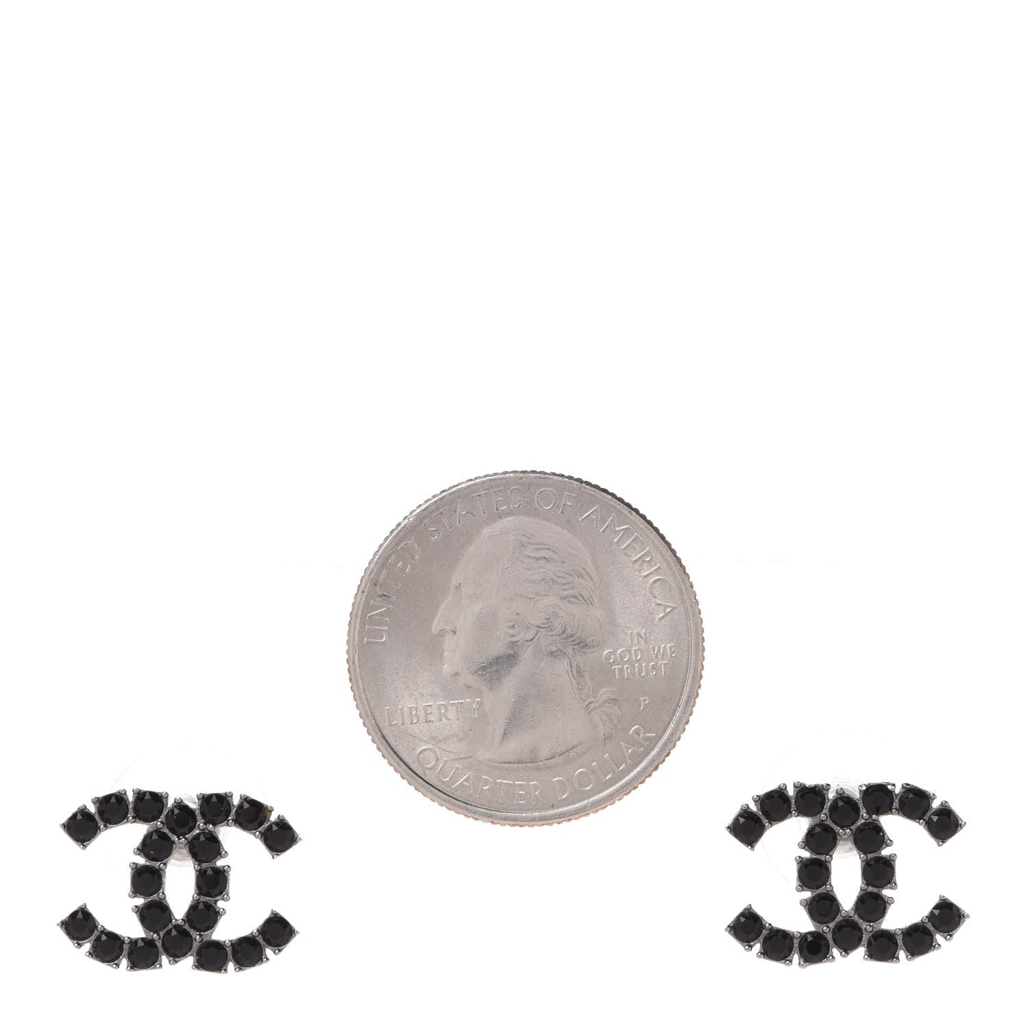Chanel Ruthenium Crystal CC Earrings Black 2 of 5