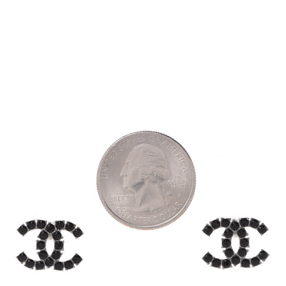 Chanel Ruthenium Crystal CC Earrings Black 2 of 5