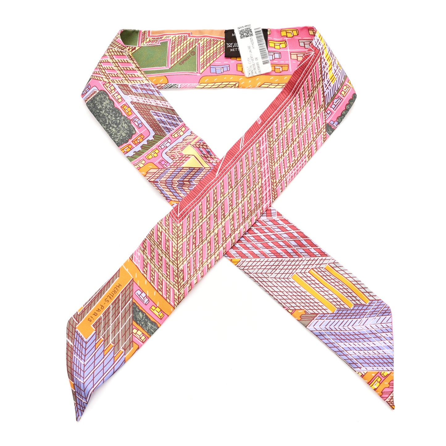 Silk Pantin City Twilly Rose Vert Jaune