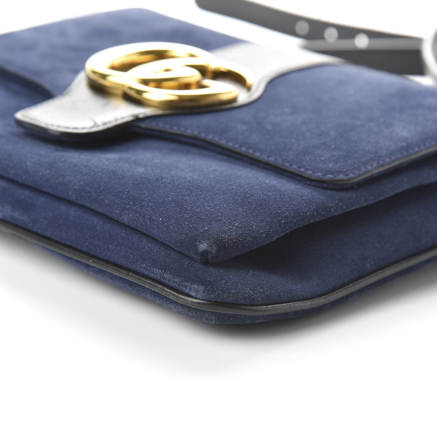 Suede Medium Arli Flap Shoulder Bag Blue Ink Black
