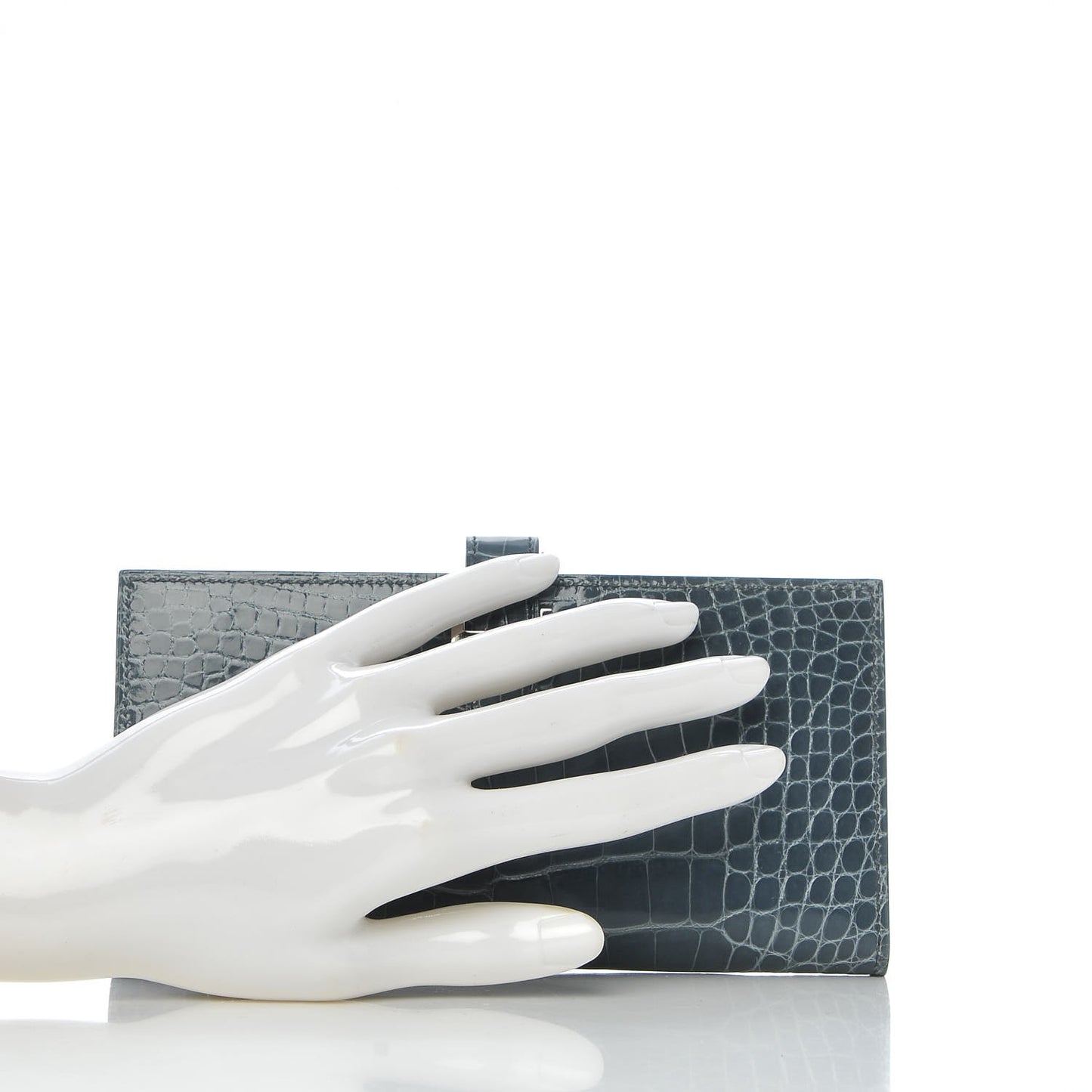 Shiny Alligator Bearn Wallet Bleu Tempete