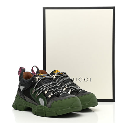 Gucci X SEGA Mesh Suede Calfskin Mens Flashtrek Sneakers 8 Loess Black Olive Green 8 of 8