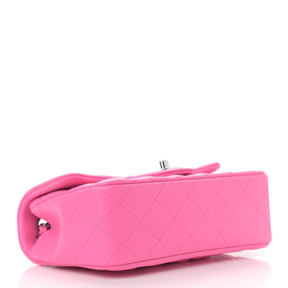 Chanel Lambskin Quilted Mini Rectangular Flap Neon Pink 4 of 11