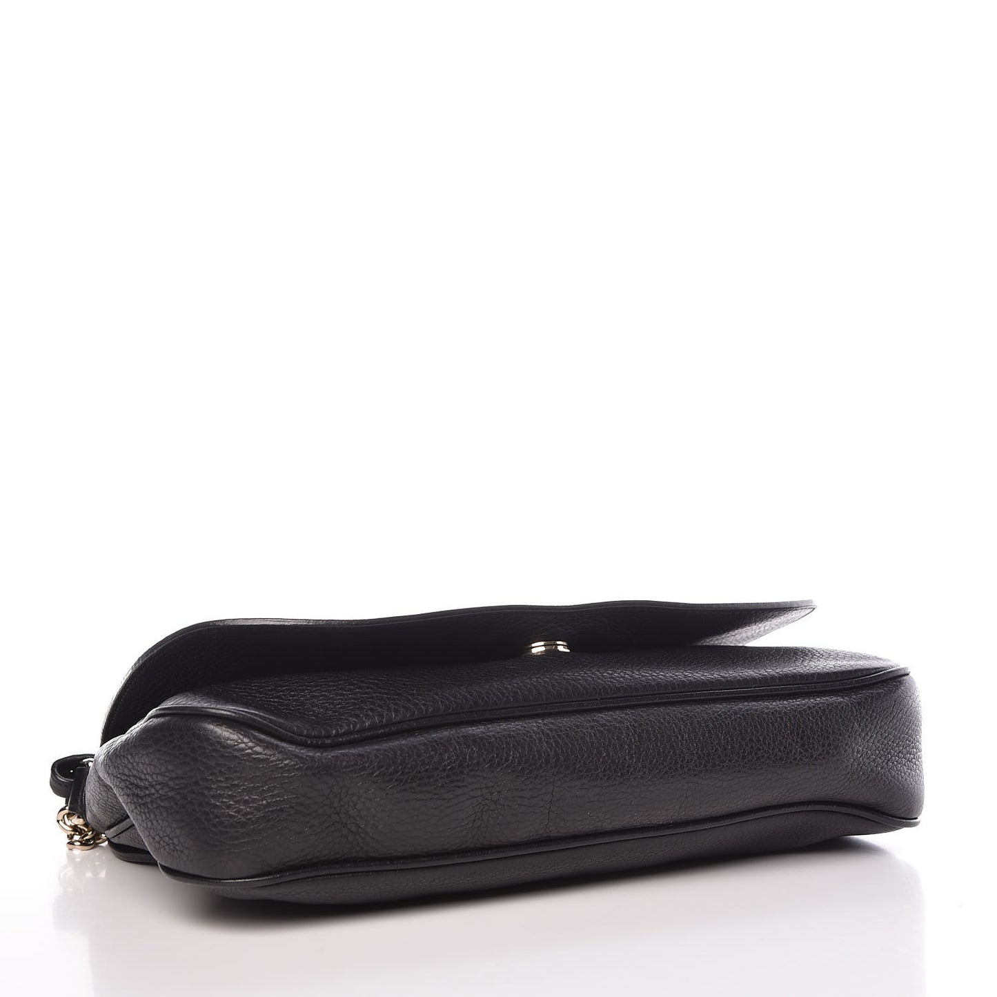 Pebbled Calfskin Medium Soho Flap Crossbody Black