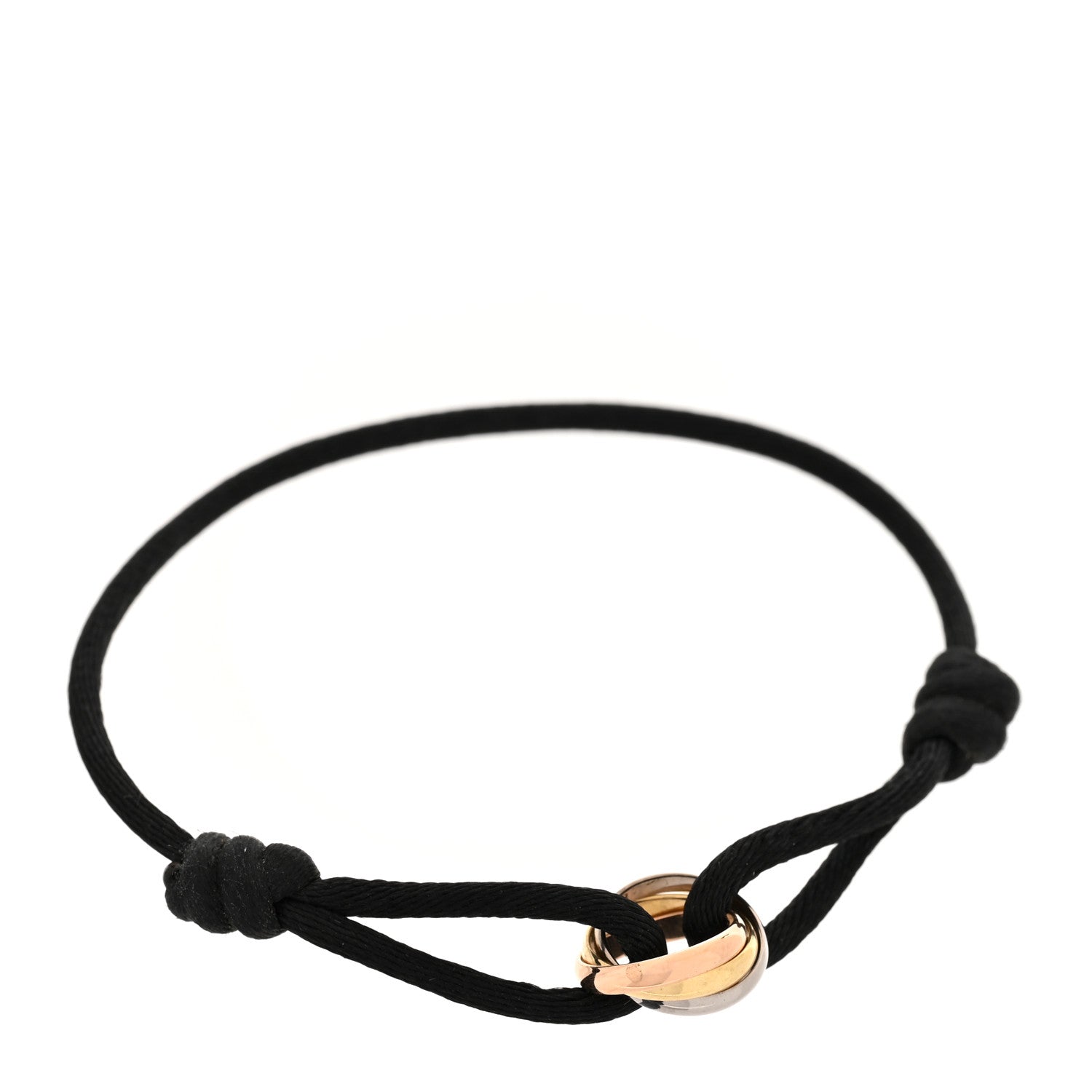 Cartier 18K Pink Yellow White Gold Trinity Adjustable Cord Bracelet Black 1 of 5