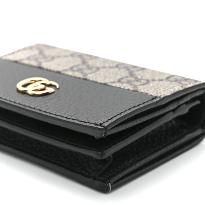 Gucci Dollar Calfskin GG Supreme Monogram GG Marmont Card Case Black Beige Ebony 10 of 11