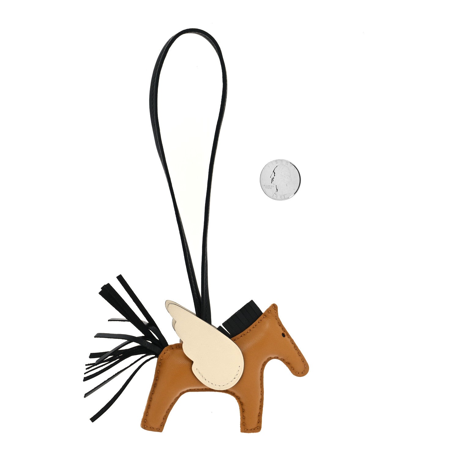 Hermes Milo Lambskin Grigri Rodeo Pegase Horse Bag Charm PM Sesame Black Nata 2 of 4