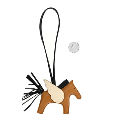 Hermes Milo Lambskin Grigri Rodeo Pegase Horse Bag Charm PM Sesame Black Nata 2 of 4