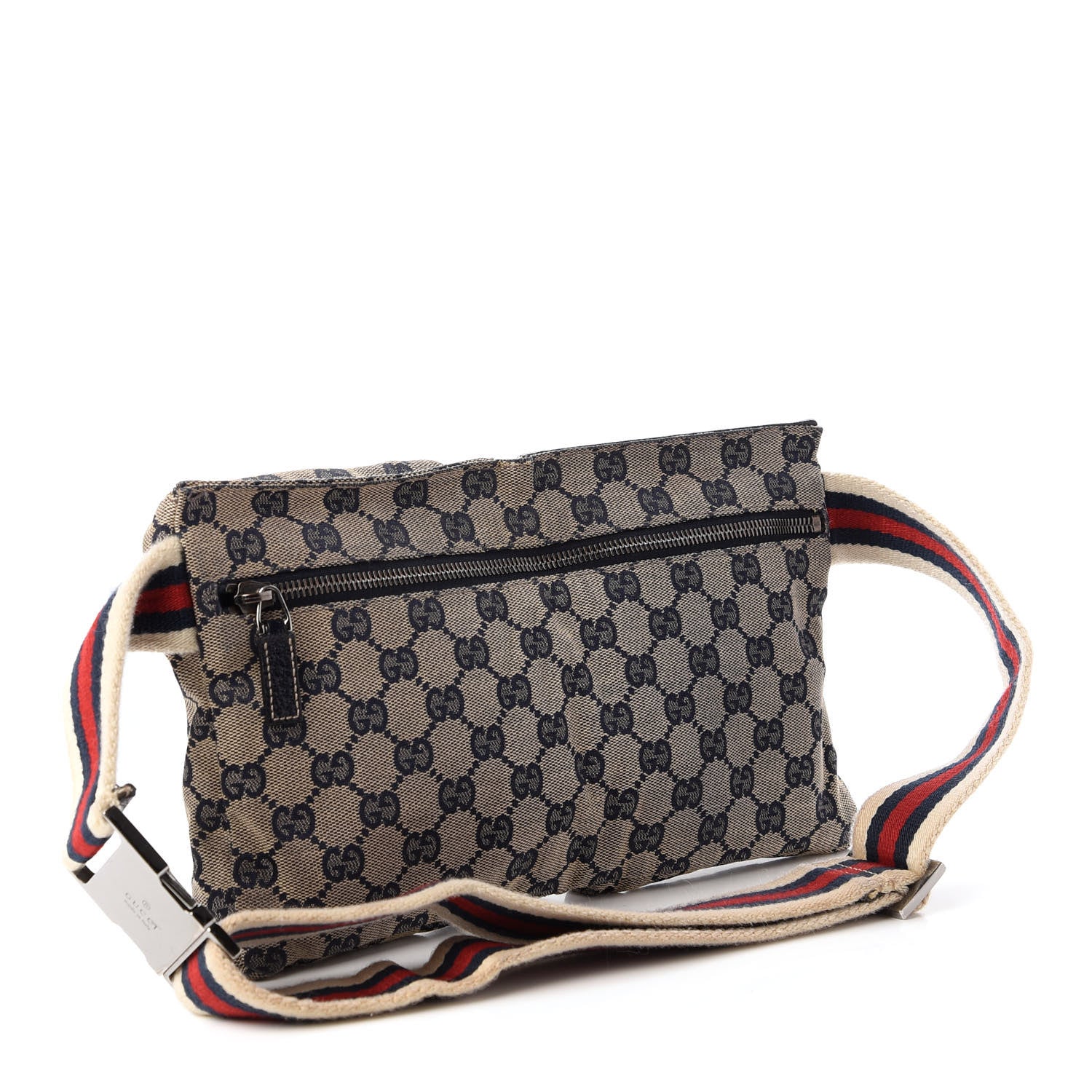 Gucci GG Monogram Web Double Pocket Belt Bag Navy 3 of 10