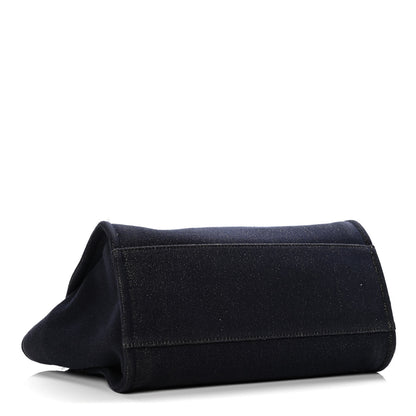 Chanel Lurex Canvas Medium Deauville Tote Navy Blue Gold 4 of 18