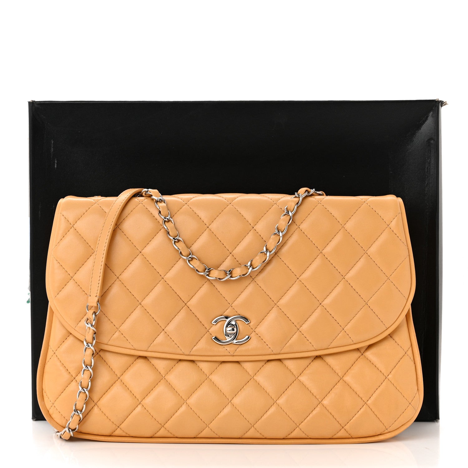 Chanel Lambskin Quilted Pagode Piping Flap Dark Yellow 14 of 14