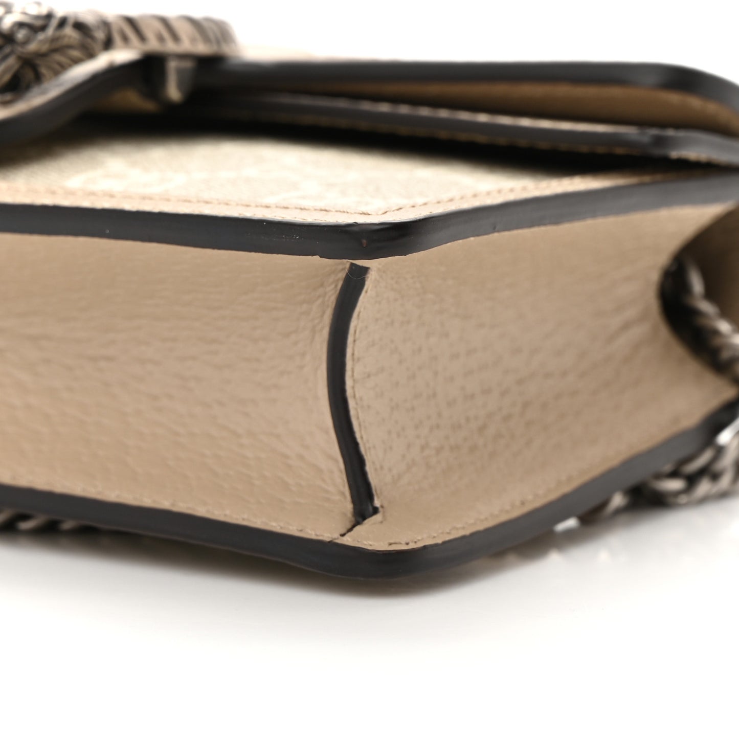 GG Supreme Monogram Textured Dollar Calfskin Super Mini Dionysus Shoulder Bag Beige Mystic White Oatmeal